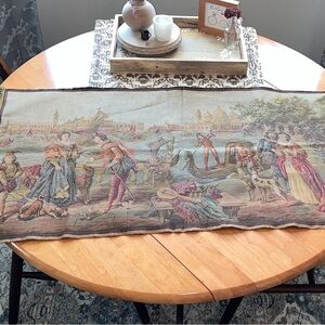 37” x 19” Vintage Tapestry with Pastoral Scene
